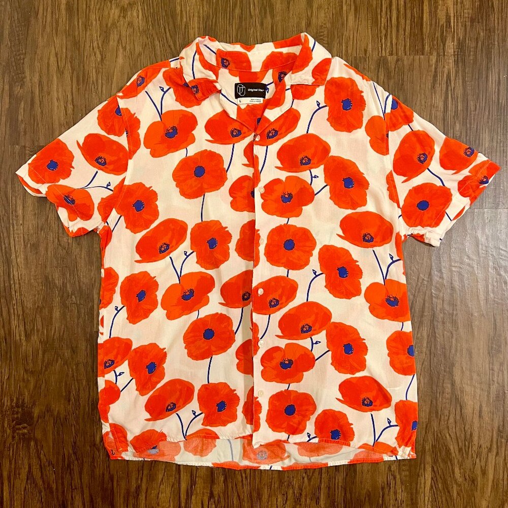 Original Use Floral Short Sleeve Button Down Shirt